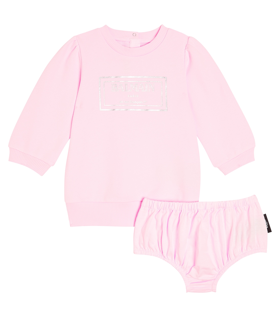 цена Комплект из хлопкового платья и шароваров с логотипом baby Balmain, розовый