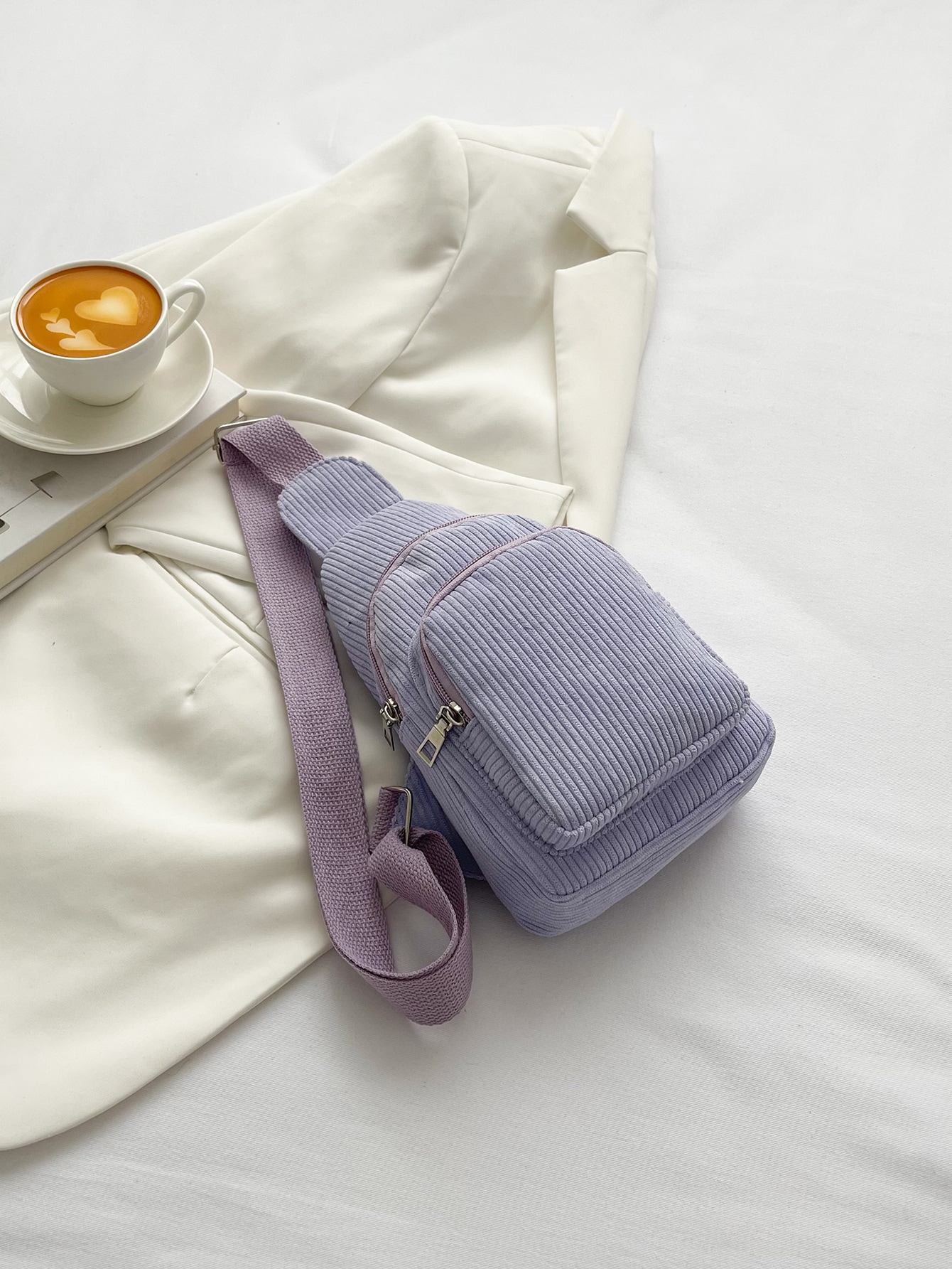 Минималистичная вельветовая сумка на ремешке, фиолетовый мини мужская минималистичная сумка слинг черный