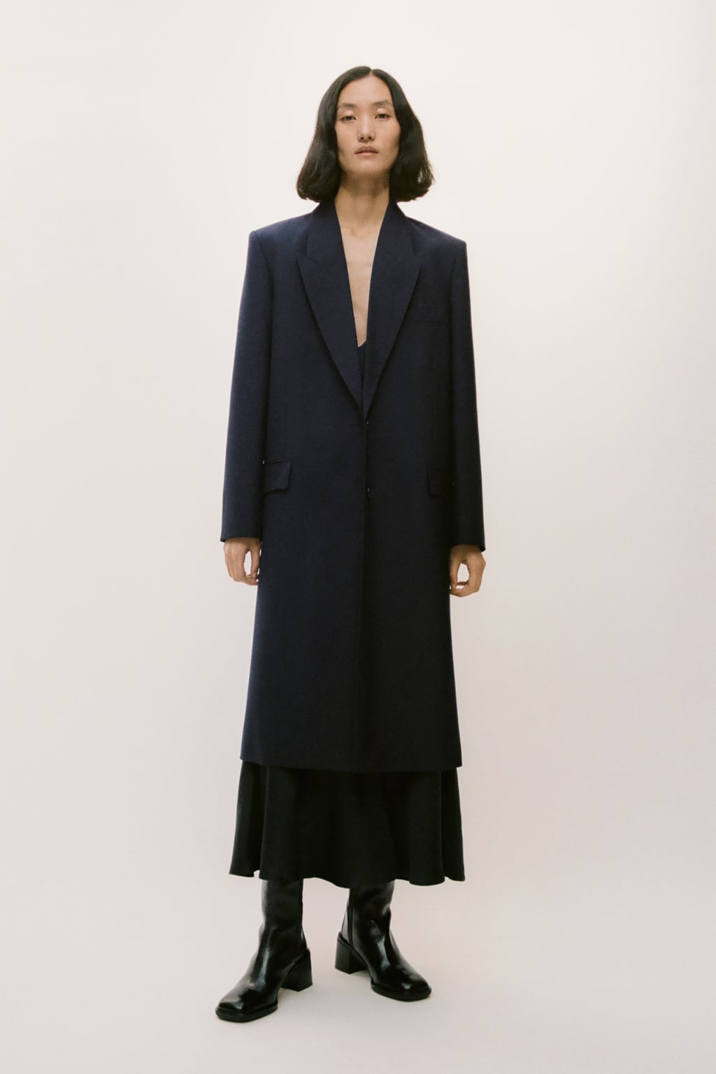 

Минималистичное пальто из смесовой шерсти Zw Collection ZARA, синий