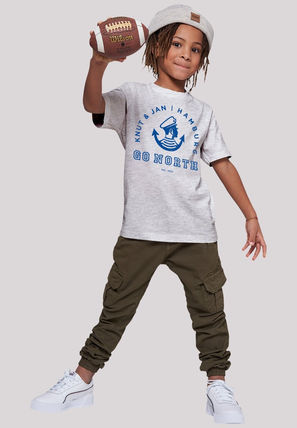 

Футболка с принтом GO NORTH KNUT JAN HAMBURG LOGO F4NT4STIC, цвет heather grey