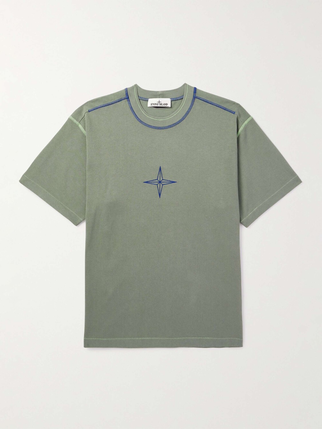 

Футболка из хлопкового джерси с вышитым логотипом STONE ISLAND, зеленый