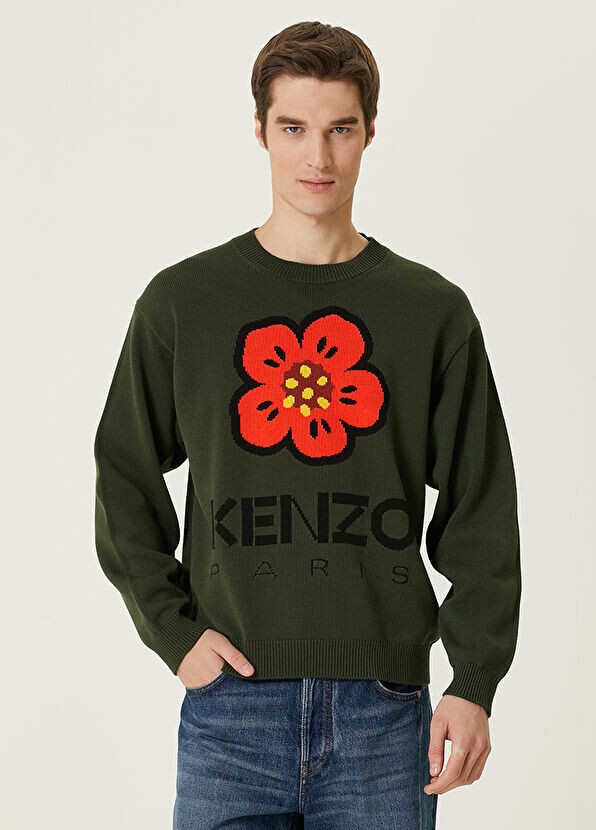 

Жаккардовый свитер с цветочным узором Boke Kenzo, хаки