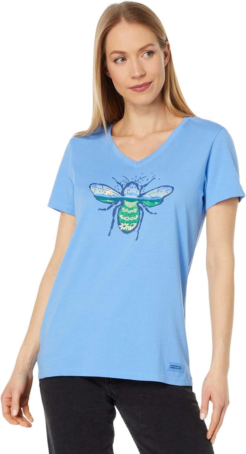 

Beescape Short Sleeve Crusher Vee Life is Good, цвет Cornflower Blue
