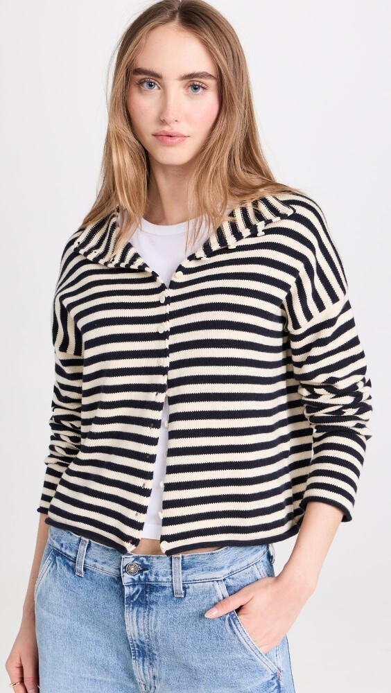 

Кардиган Alex Mill Taylor in Stripe Cotton Cashmere Blend, нави