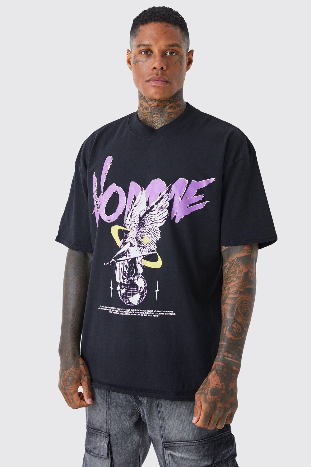 

Футболка oversize homme с графикой Boohoo, черный