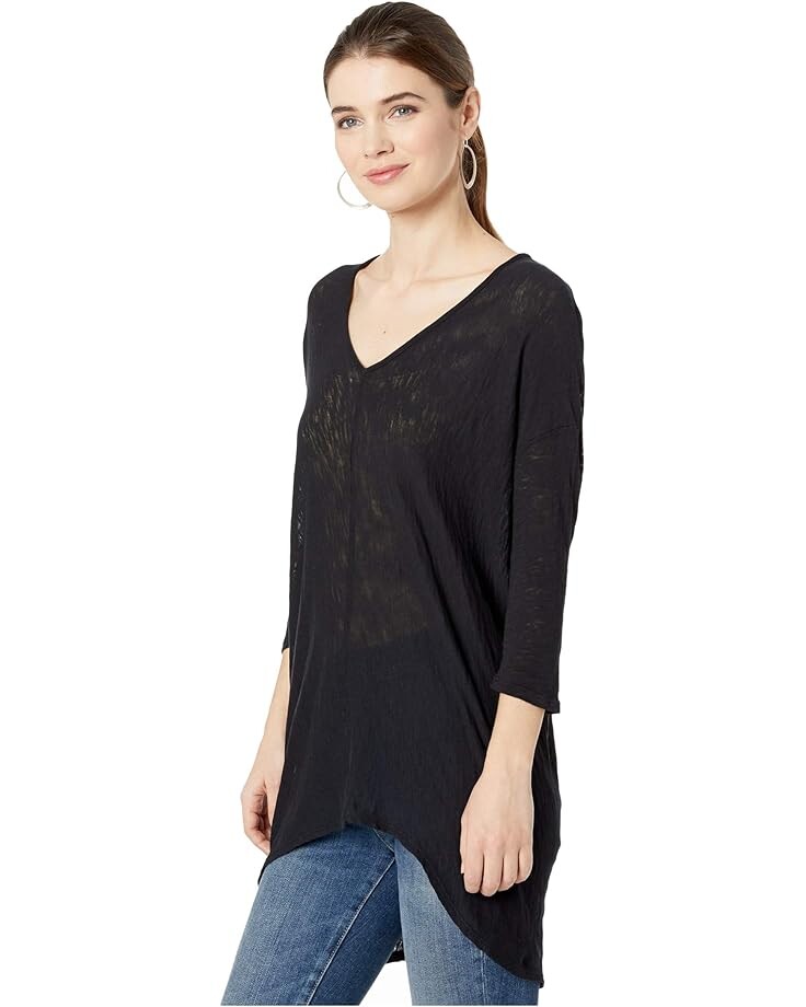 

Рубашка bobi Los Angeles Cotton Slub 3/4 Sleeve High-Low Shirt, черный