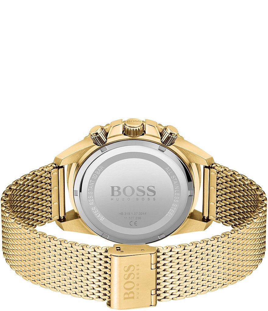 Мужские часы-хронограф с сетчатым ремешком Hugo Boss Admiral, золотой часы наручные expose hugo золотой