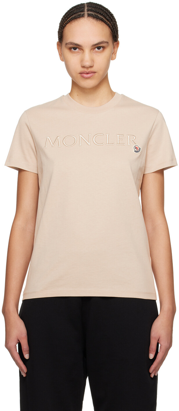 

Бежевая футболка с вышивкой Moncler
