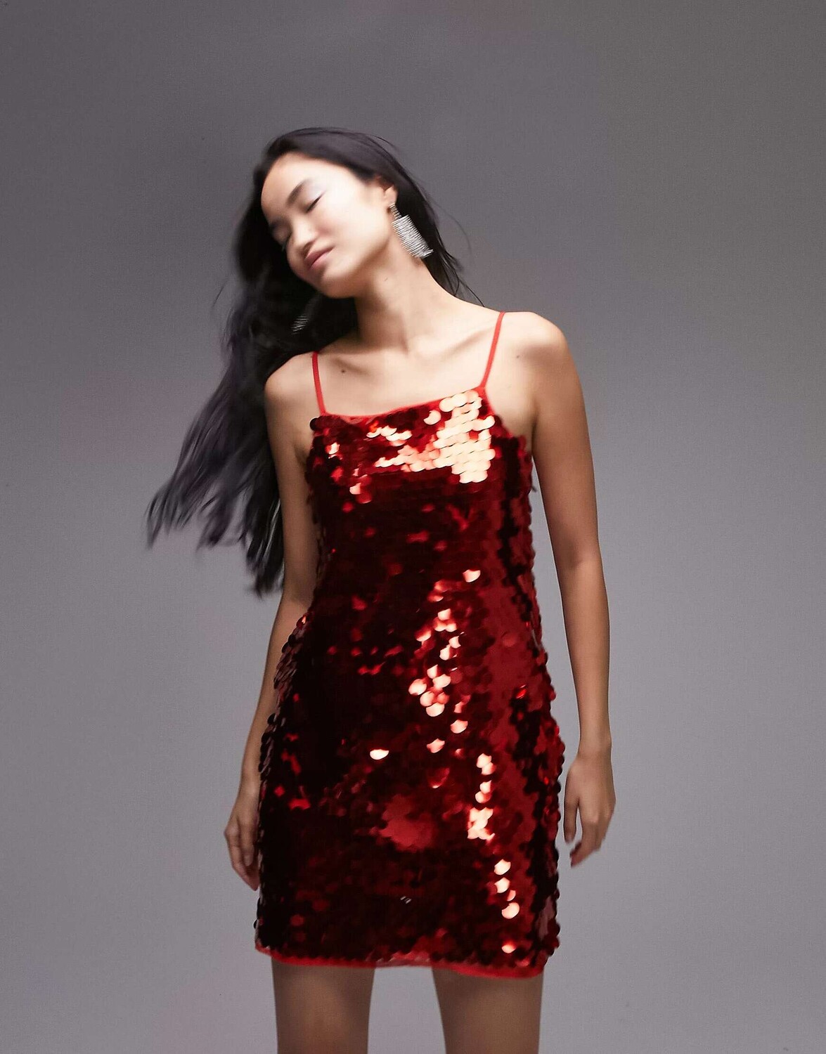 

Красное мини-платье с пайетками Topshop, Красный