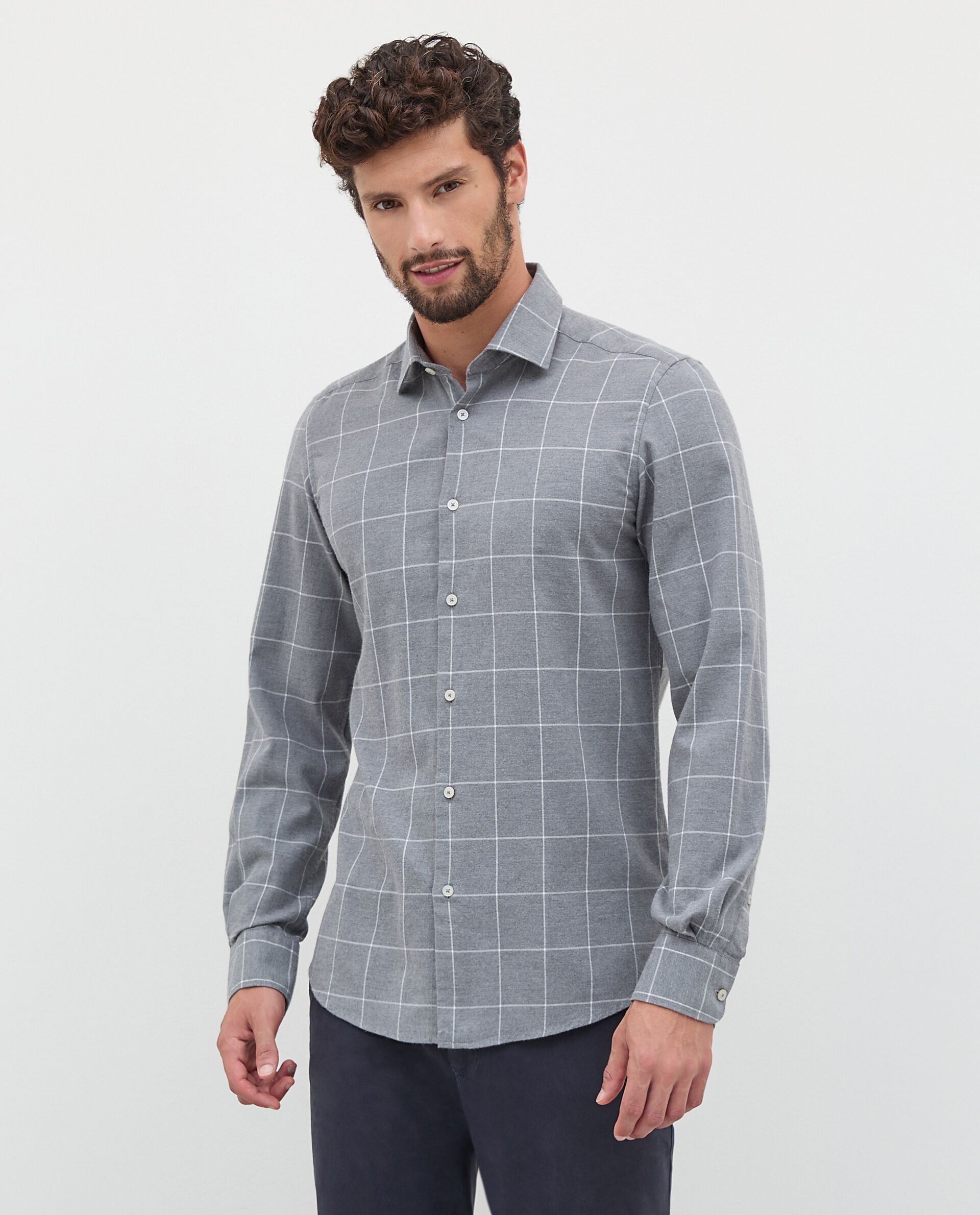 Rumford мужская фланелевая рубашка из чистого хлопка RUMFORD, светло-серый