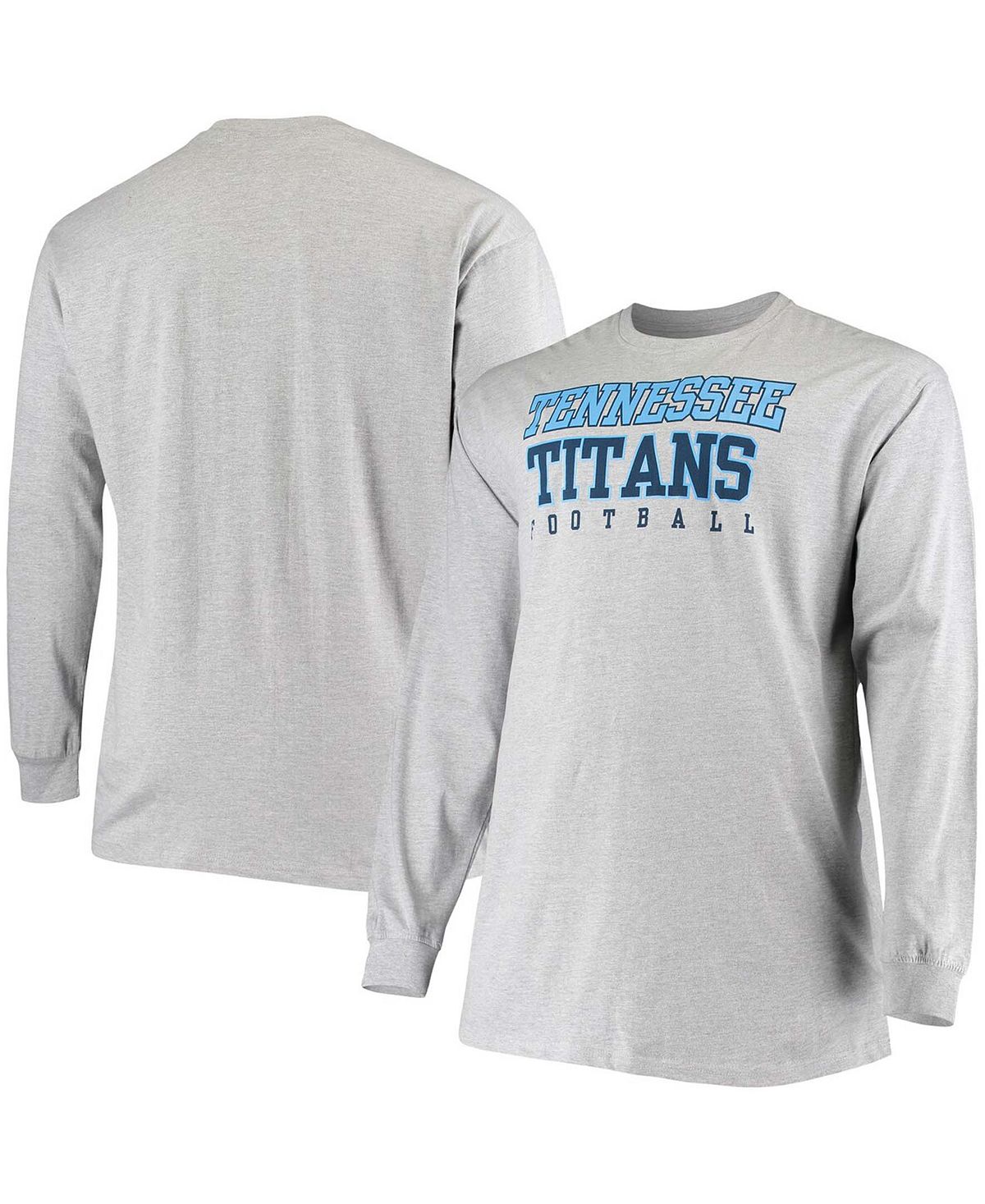 

Мужская серая футболка с длинными рукавами Big and Tall Heathered Tennessee Titans Practice Fanatics, Серый