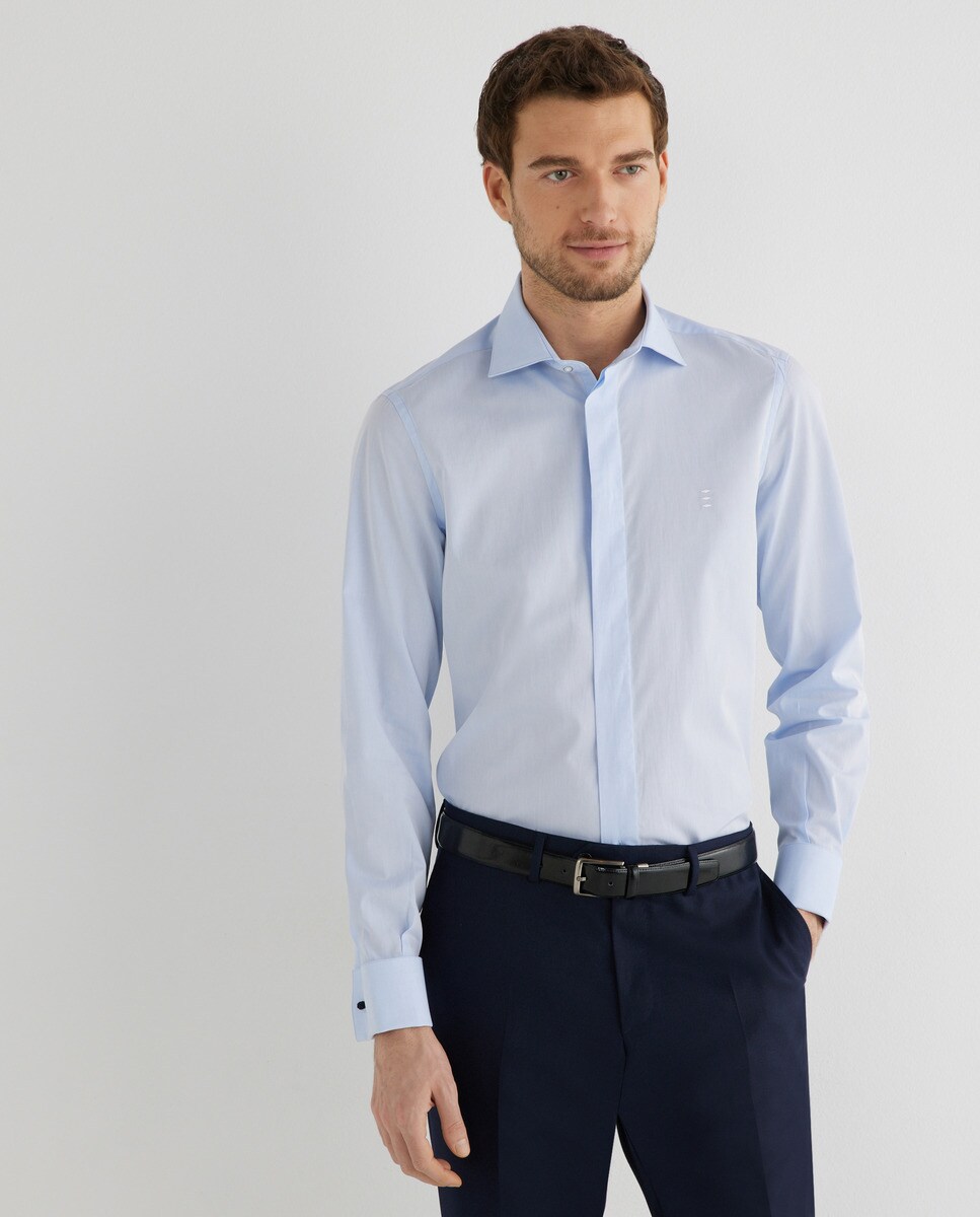 цена Мужская хлопковая рубашка стандартного кроя Florentino, светло-синий