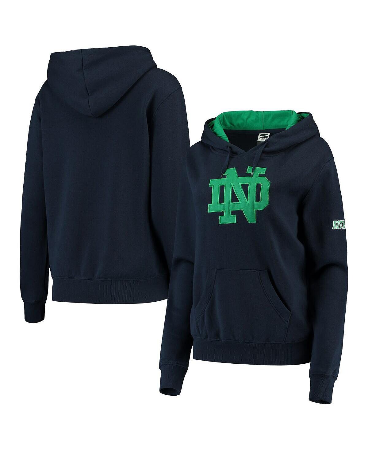 

Женский темно-синий пуловер с капюшоном Notre Dame Fighting Irish с большим логотипом Stadium Athletic, темно-синий