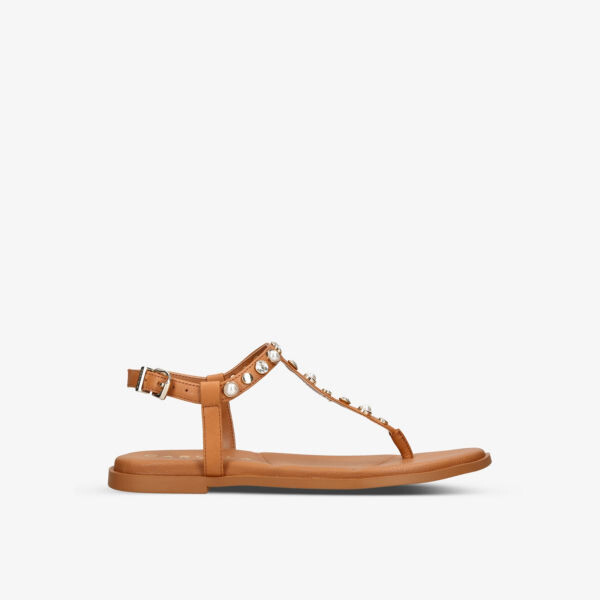

Кожаные сандалии Precious с Т-образным ремешком и жемчугом Carvela, цвет tan