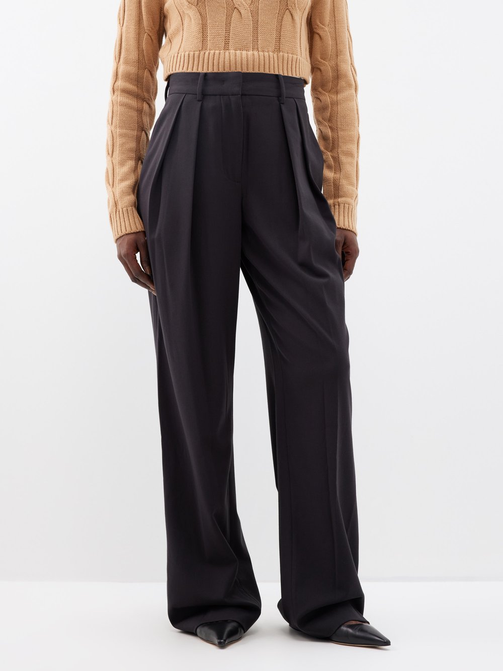 Luisa широкие брюки со складками Staud, черный staud x solid