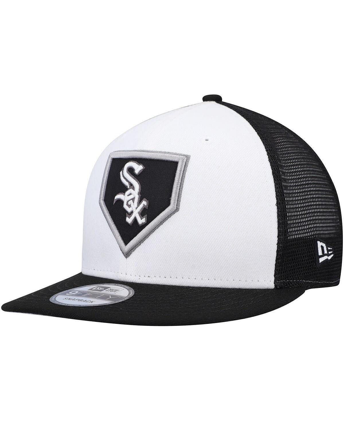Мужская белая, черная кепка Chicago White Sox 2022 Clubhouse Trucker 9Fifty Snapback New Era