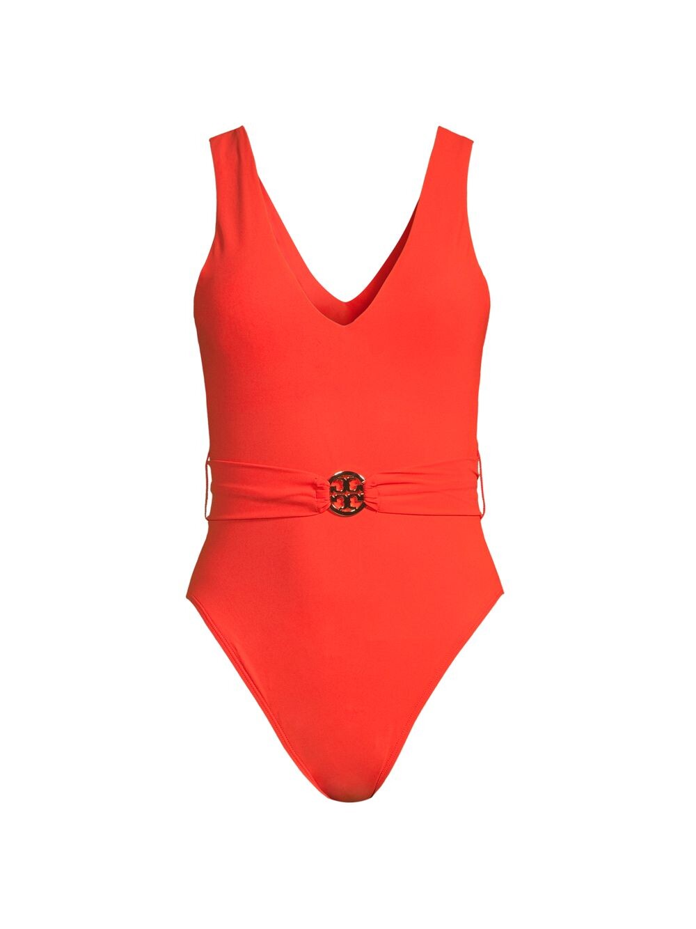 

Слитный купальник Miller с глубоким вырезом и поясом Tory Burch, Красный