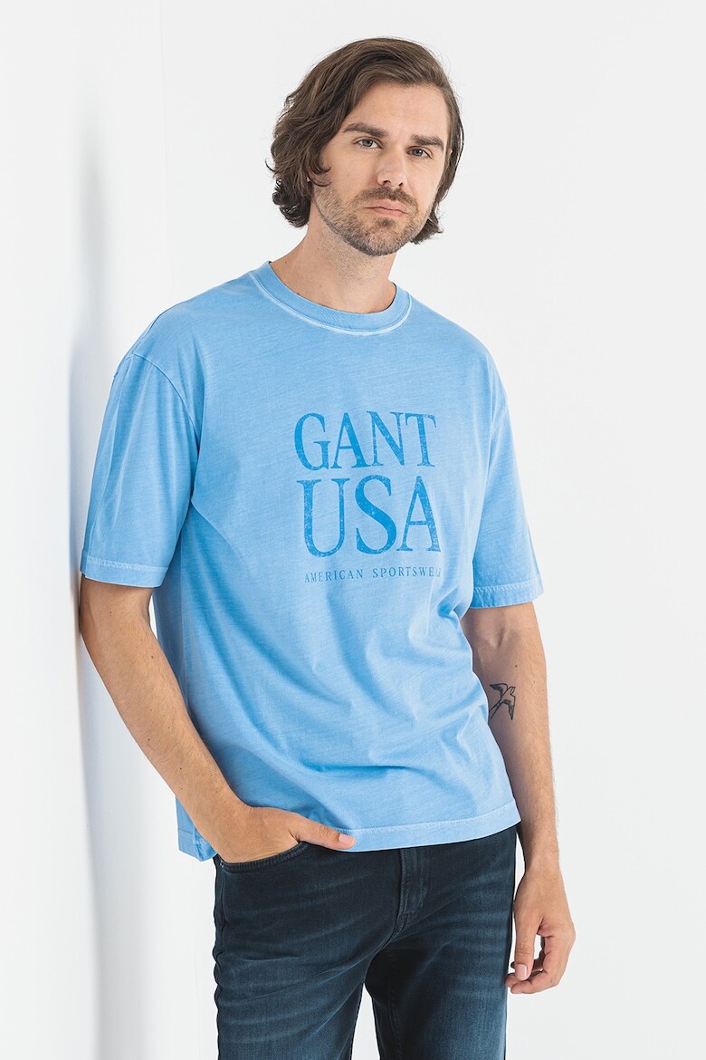 

Хлопковая футболка с логотипом Gant, синий