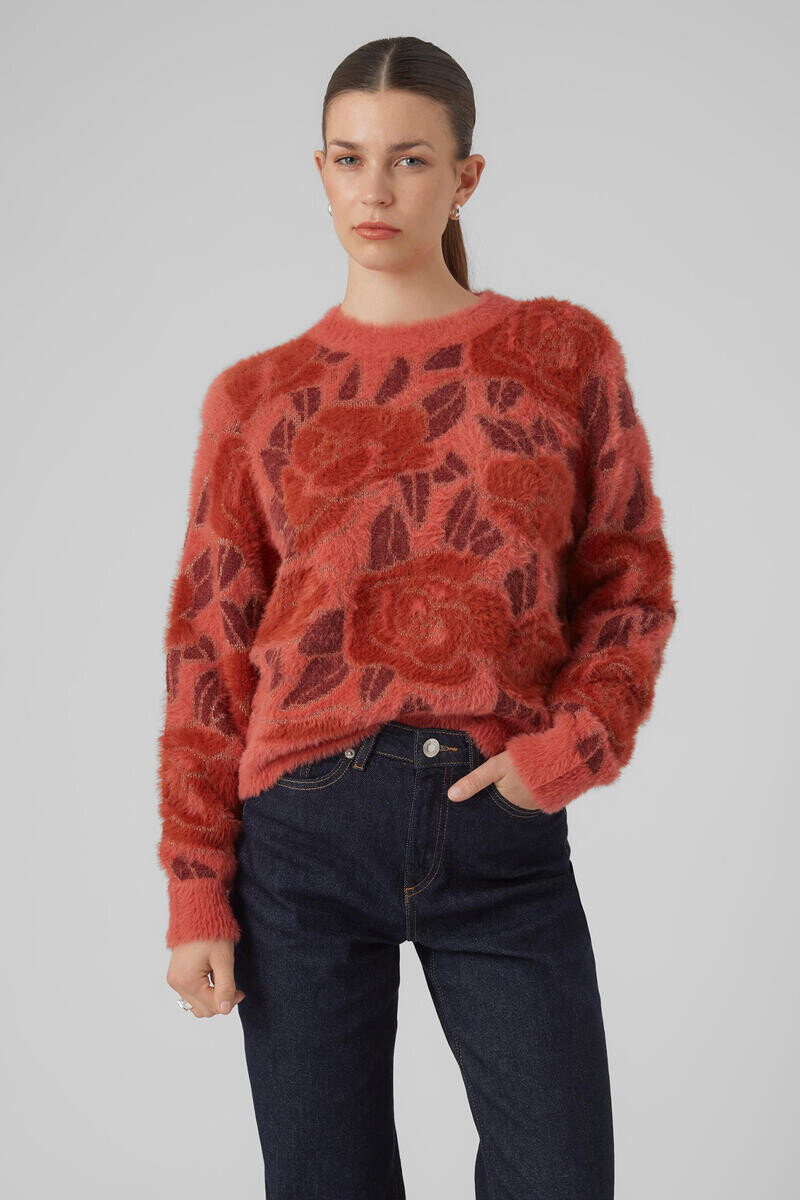 

Свитер с меховым принтом Vero Moda, красный