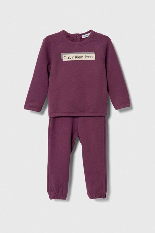

Хлопковый детский спортивный костюм Calvin Klein Jeans, бордовый