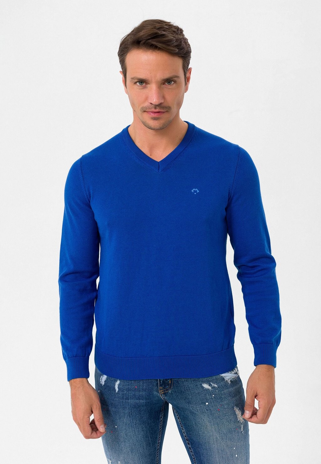 

Вязаный свитер ARM PATCH DETAIL VNECK Felix Hardy, цвет blue