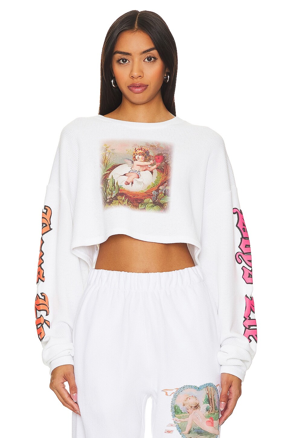 

Футболка Boys Lie Nestled Up Long Sleeve Crop, белый