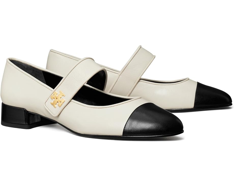 Туфли на плоской подошве Tory Burch Cap-Toe Mary Jane Heel Ballet 25mm, цвет Light Cream/Perfect Black