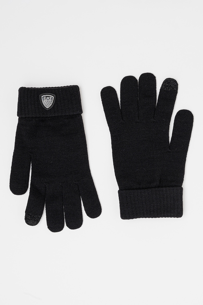 цена Трикотажные перчатки с логотипом Ea7, черный