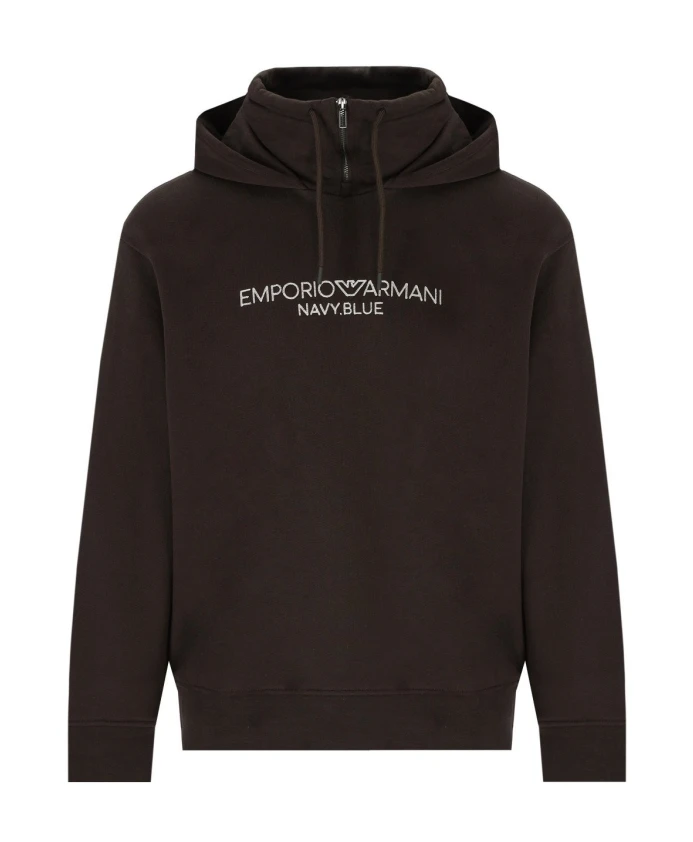

Толстовка с логотипом, высоким воротником и молнией. Emporio Armani, коричневый