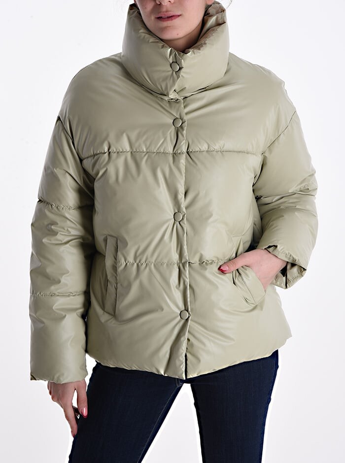 

Пуховик Rollneck на пуговицах с карманами, лайм