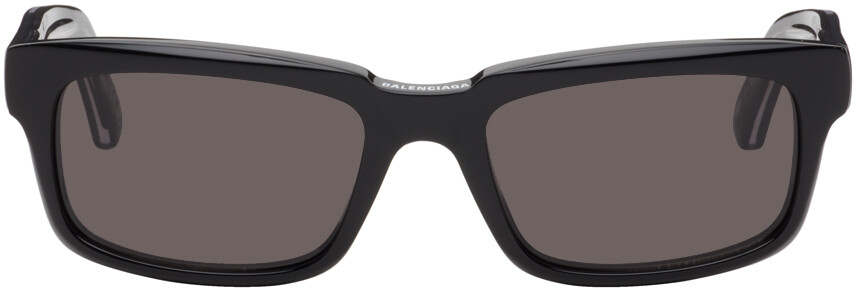 

Черные прямоугольные солнцезащитные очки Balenciaga, цвет Black/Black/Grey
