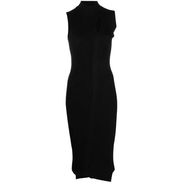 

Платье slashed turtleneck midi dress Versace, черный