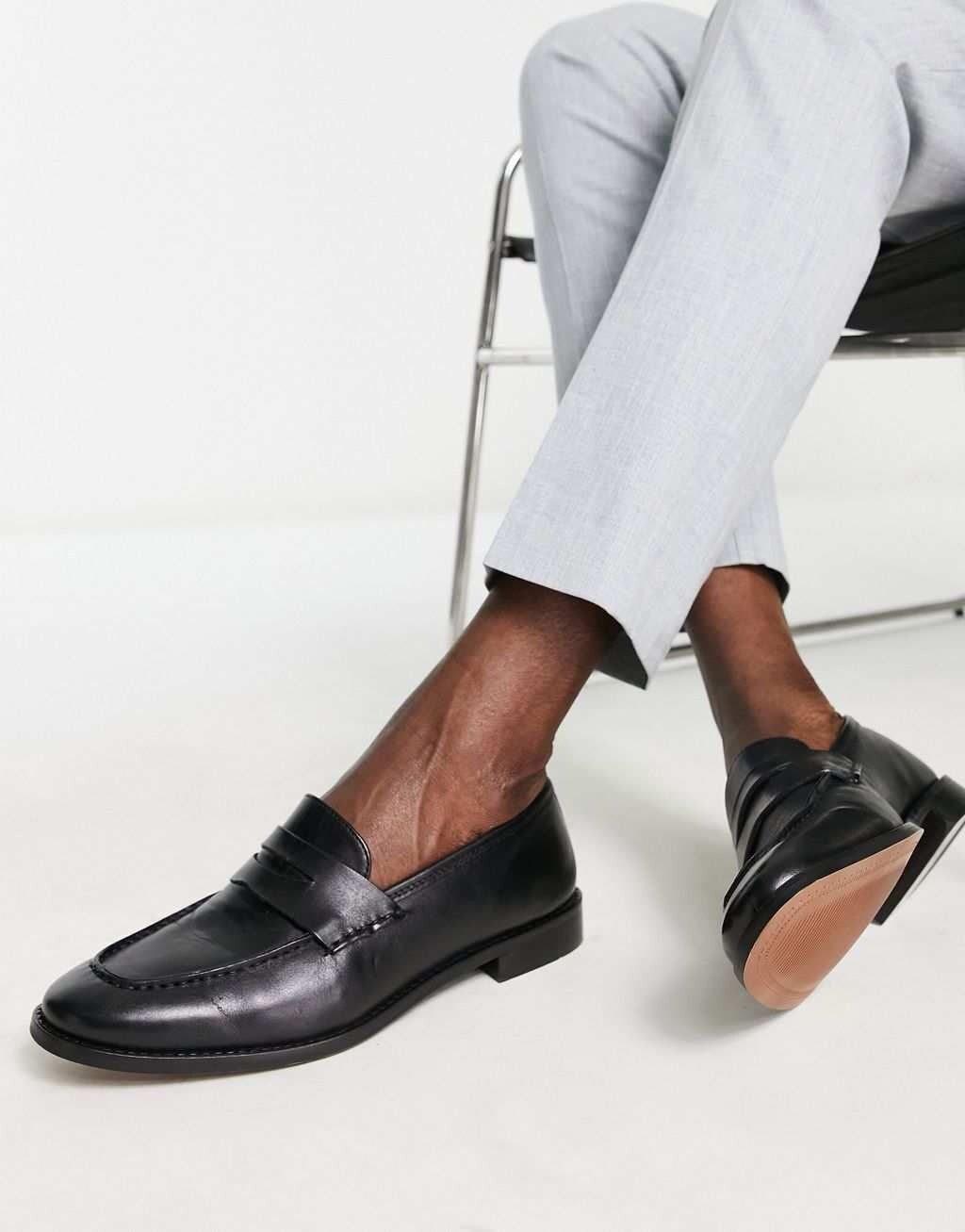 

Черные кожаные пенни лоферы ASOS DESIGN, Черный