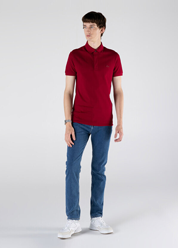 

Мужская футболка-поло regular fit бордово-красная paris paris Lacoste, Красный