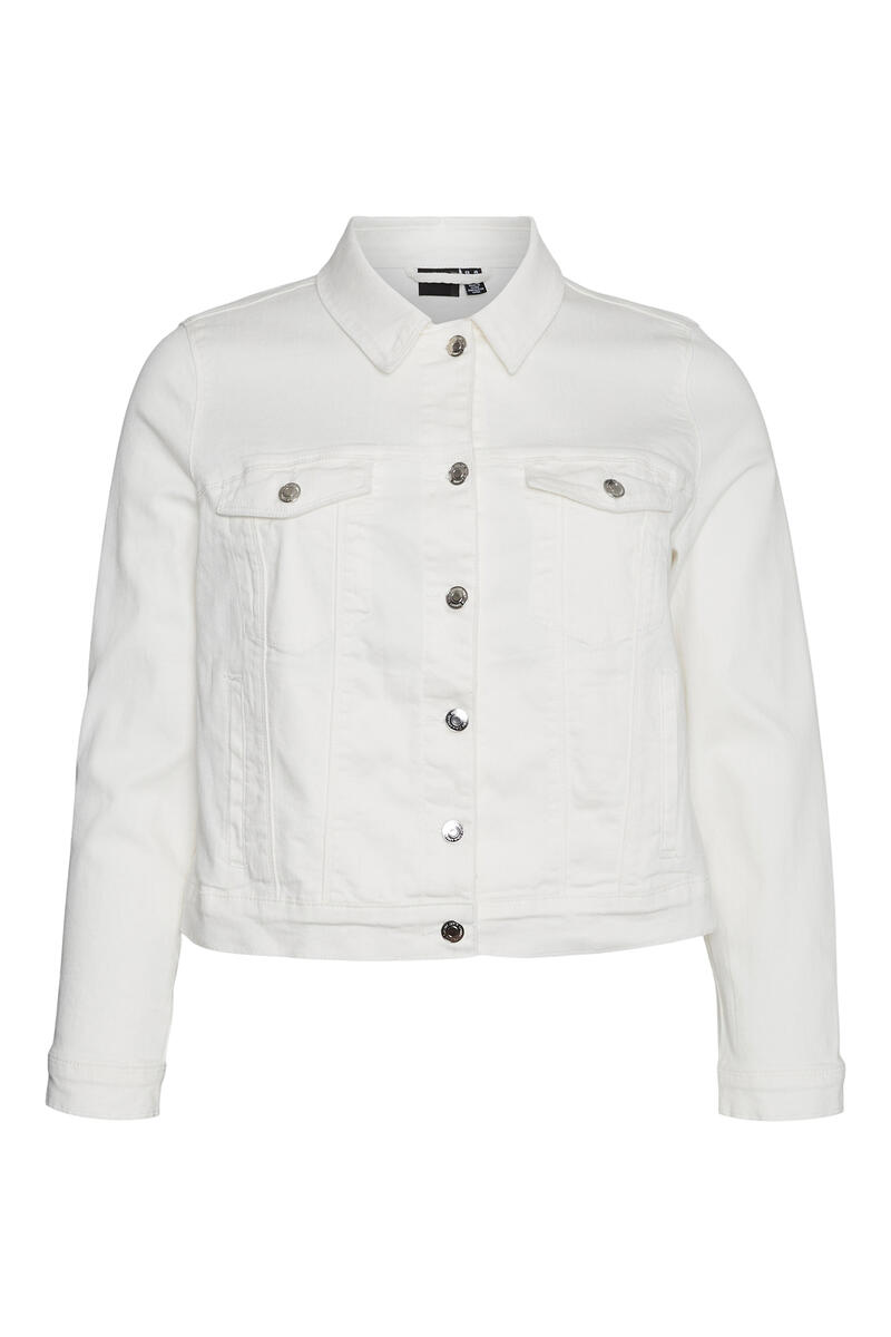 Джинсовая куртка больших размеров с длинными рукавами Vero Moda Curve, белый рубашка больших размеров с длинными рукавами vero moda curve белый
