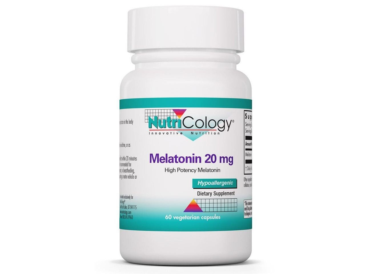 

Nutricology, Мелатонин 20 мг, 60 вегетарианских таблеток