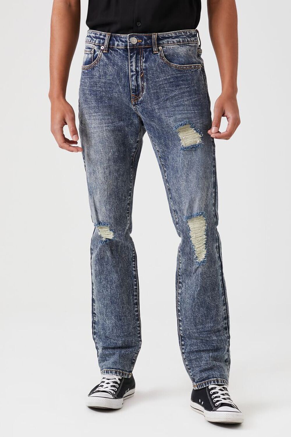 

Потертые джинсы узкого кроя Forever 21, деним