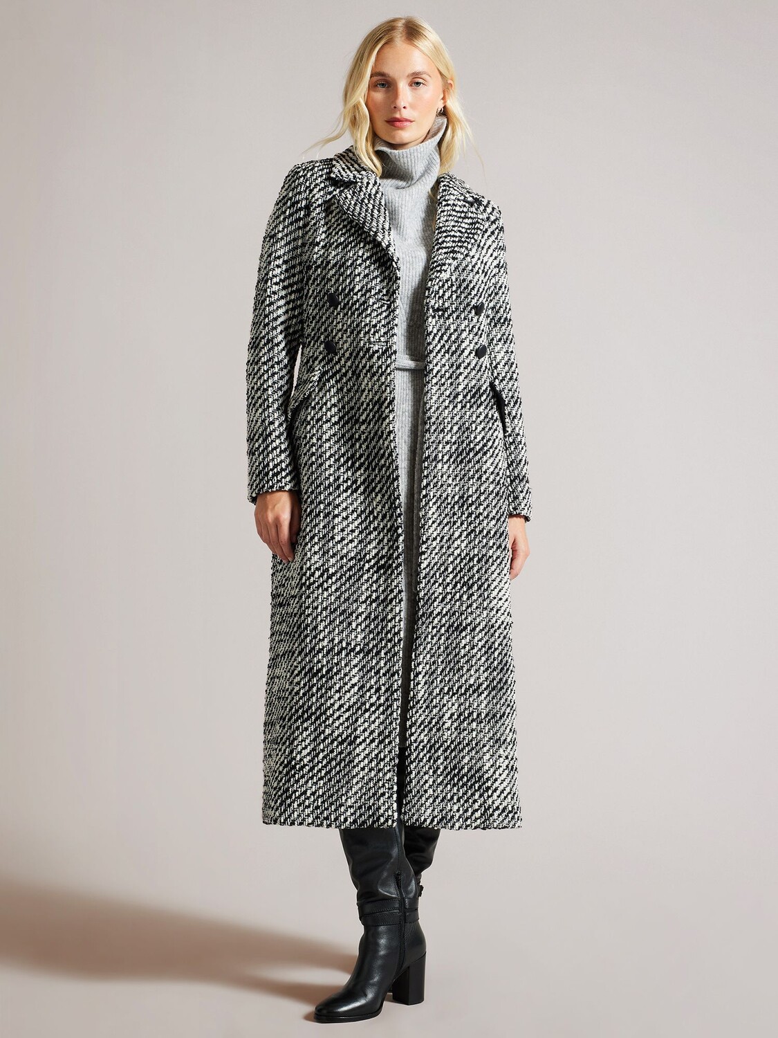 

Длинное двубортное пальто Lio Ted Baker, черный