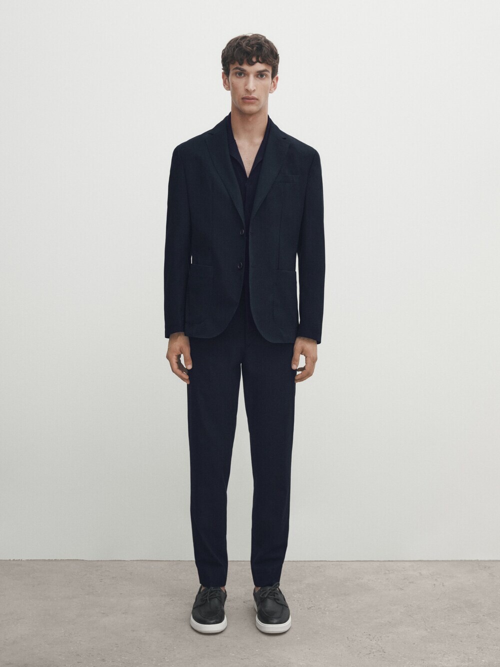 

Пиджак из хлопка саржи Massimo Dutti, синий