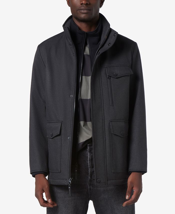 цена Мужская куртка Hoyt из мягкого материала с узором «гусиные лапки» и съемным нагрудником Marc New York, черный