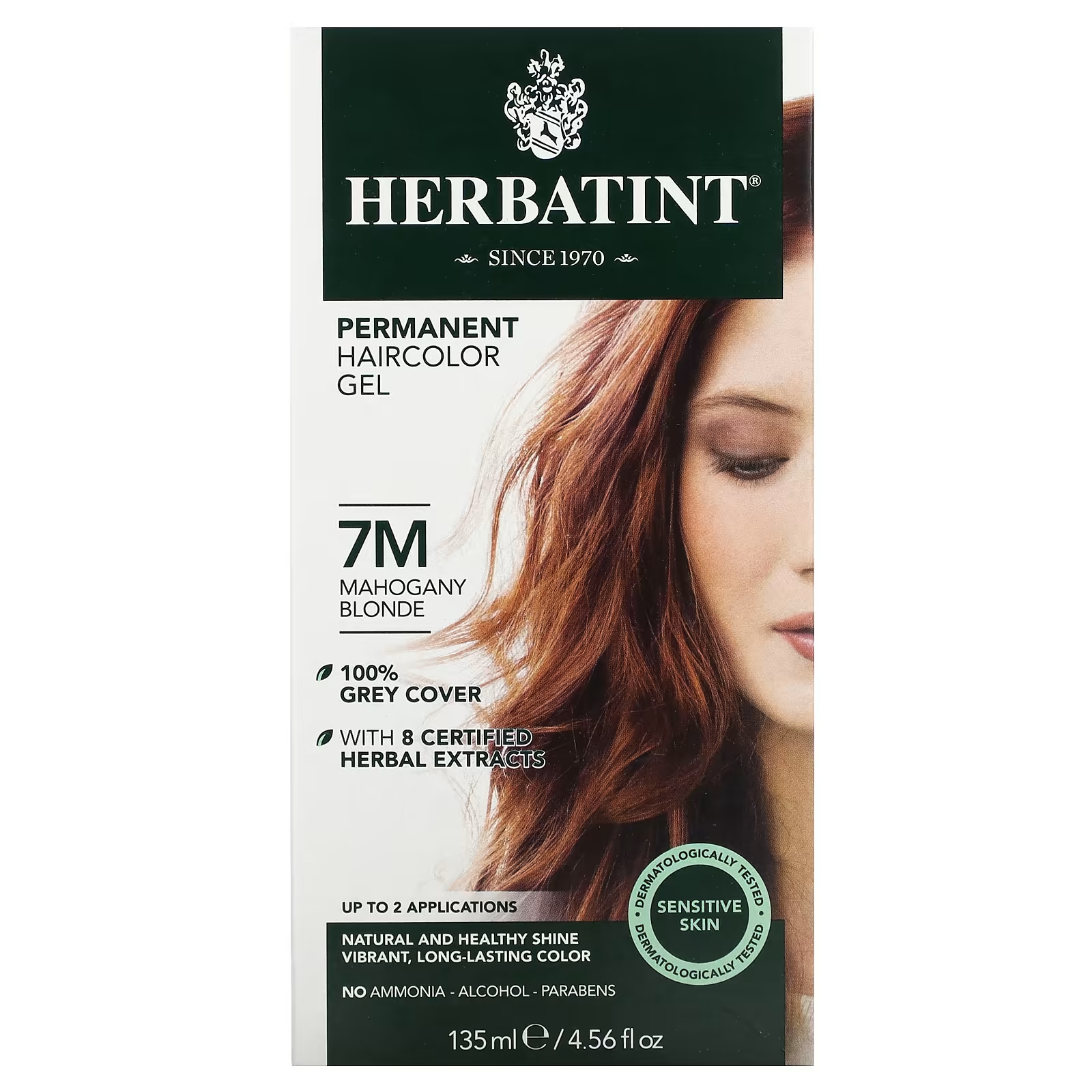 Гель-краска Herbatint Antica Herbavita Стойкая для волос 7M блонд из красного дерева, 135мл