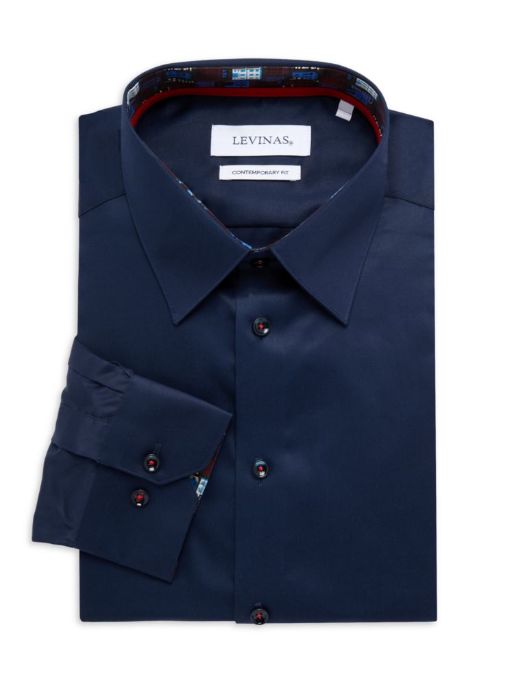 Контрастная спортивная рубашка современного кроя Levinas, темно-синий