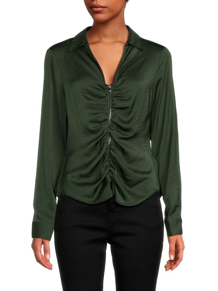 

Топ на молнии со складками Dkny, цвет Cadet Green