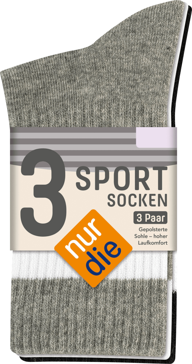 Спортивные носки белый+серый+черный размер. 39-42 3шт. nur die