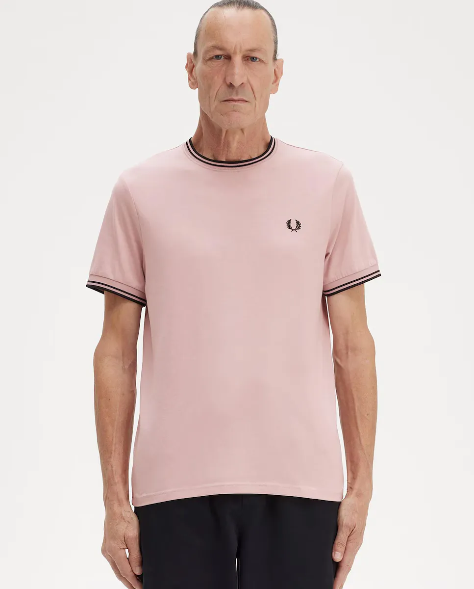 

Мужская футболка с короткими рукавами и отделкой Fred Perry, розовый