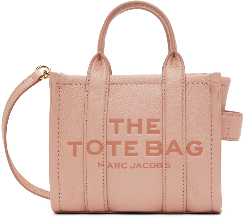 stone pattern ribbon tote bag 2021 new high quality pu leather women Розовая сумка-тоут 'The Leather Mini Tote Bag' Marc Jacobs, цвет Rose