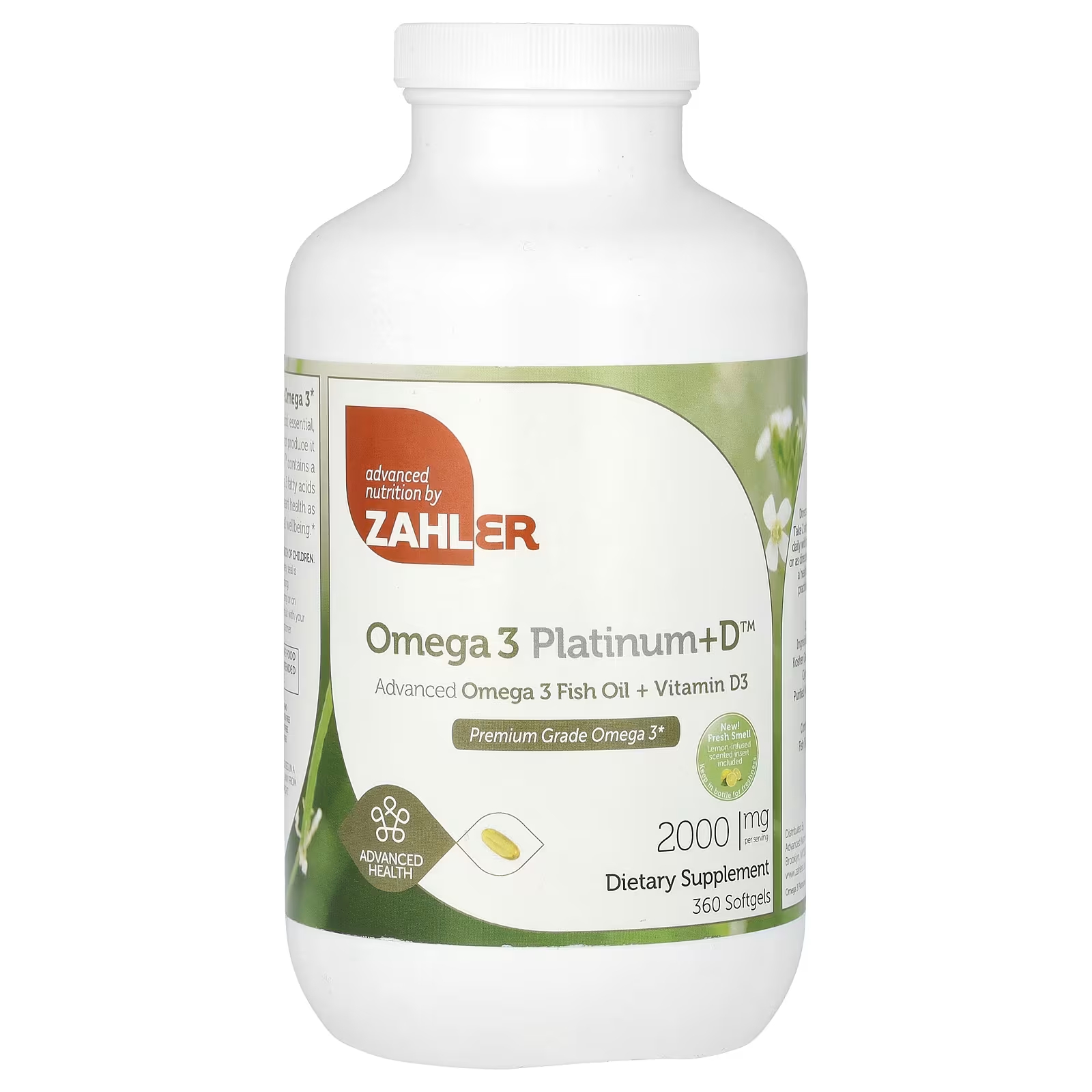 цена Рыбий жир + витамин D3 Zahler Omega 3 Platinum+D Advanced Omega 3 2000 мг, 360 мягких таблеток
