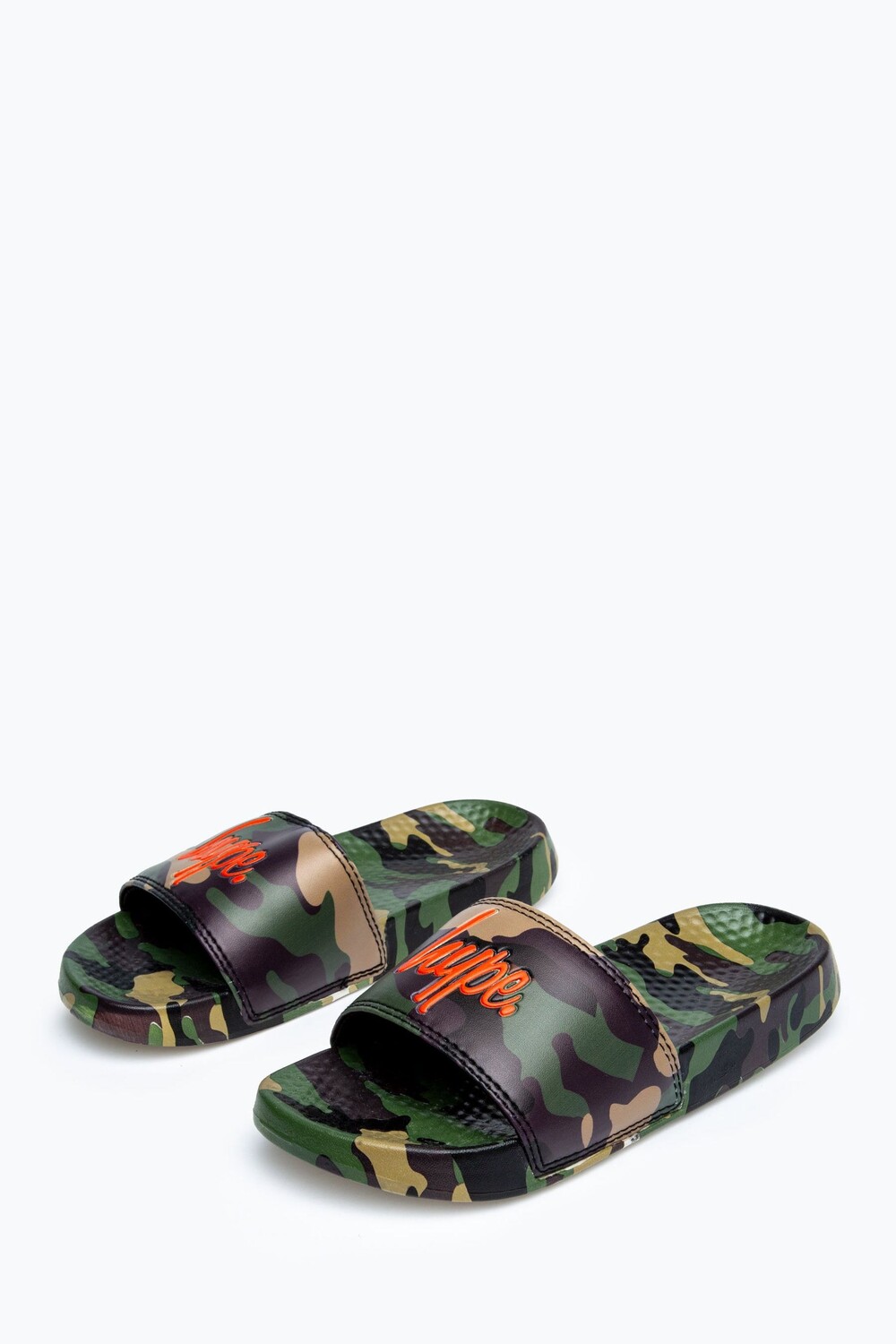 

Детские шлепанцы цвета хаки Unisex Classic с камуфляжным рисунком и логотипом Hype, зеленый
