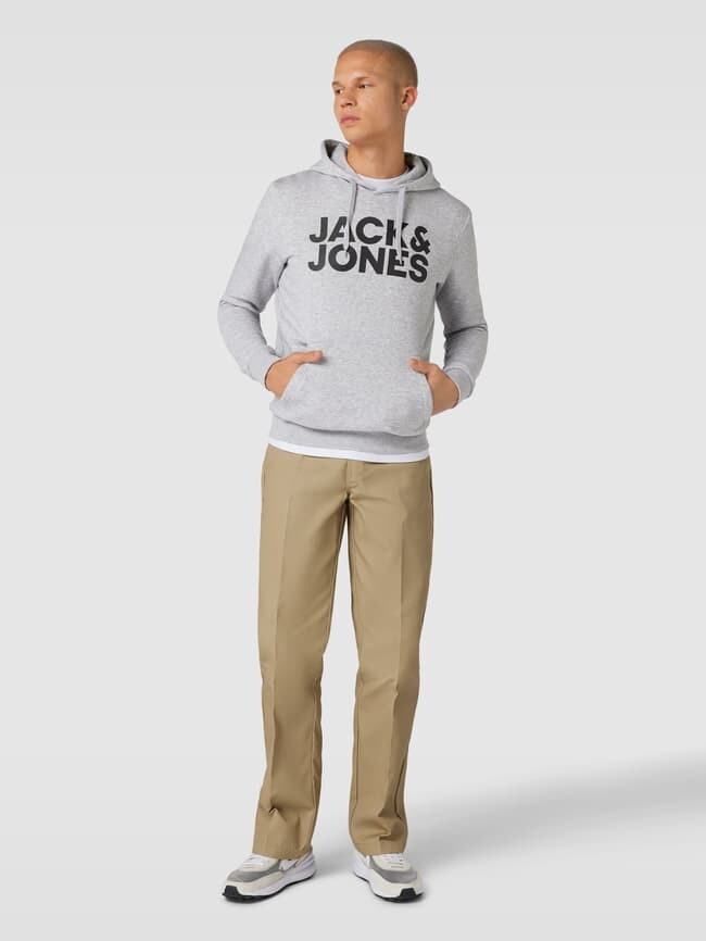 

Толстовка с принтом этикетки Jack & Jones, светло-серый