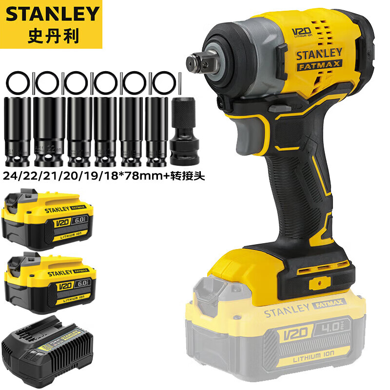 Гайковерт ударный Stanley SBW910-A9 + два аккумулятора 6.0Ah, зарядное устройство